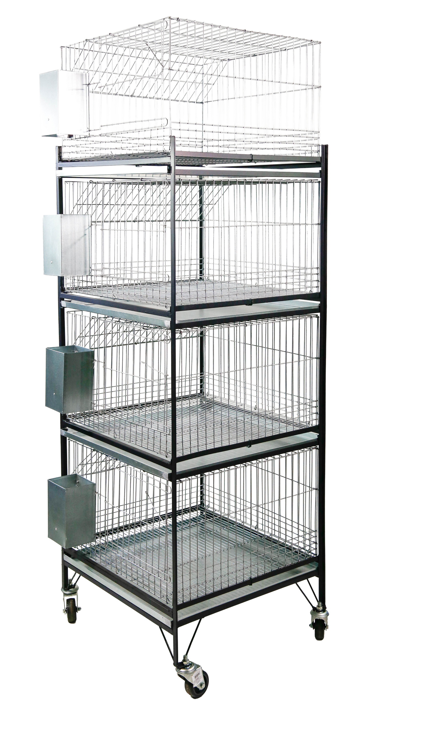 EXPOSITOR C/4 GAI. P/COELHOS(C01), C/ ESTRTURA DE FERRO BAND. E COMED. AUTOMATICOS C05