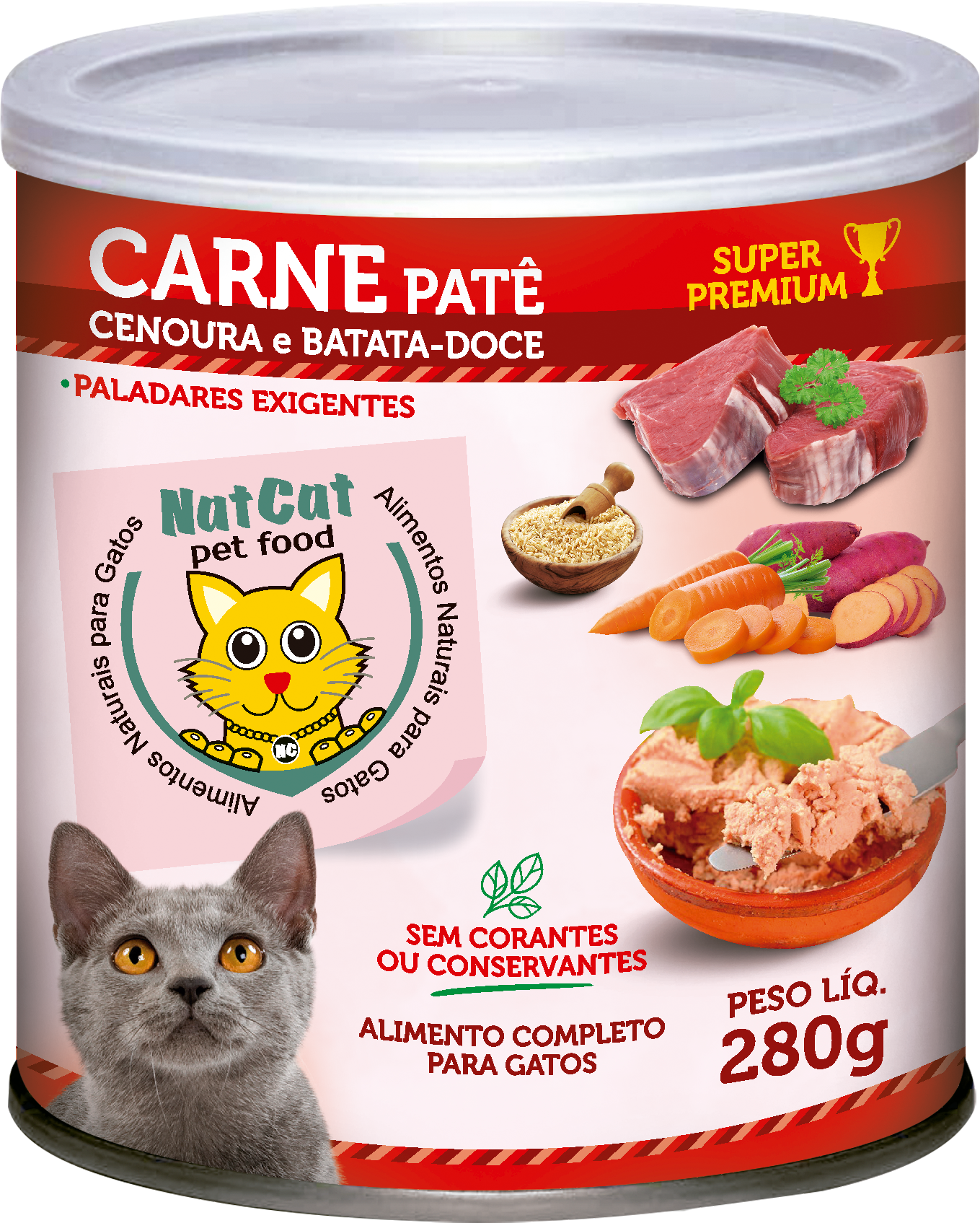 PATÊ SUPER PREMIUM PARA GATOS SABOR CARNE 280 GR