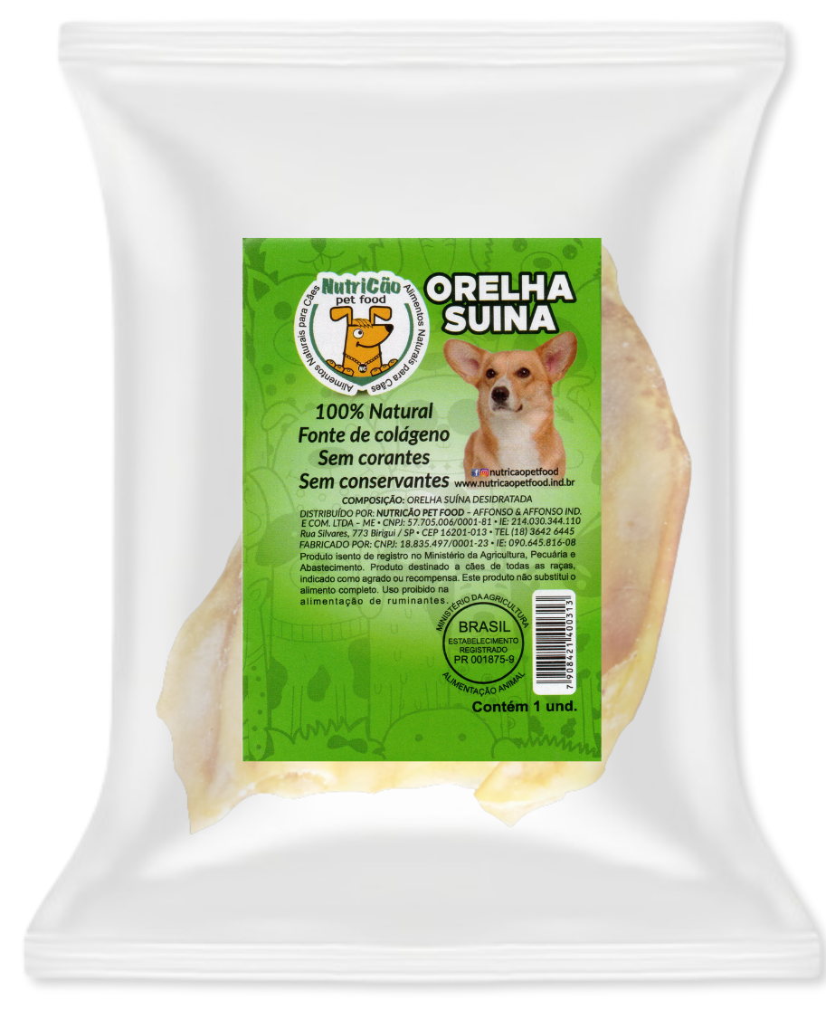 ORELHA SUÍNA DESIDRATADA 80 gramas