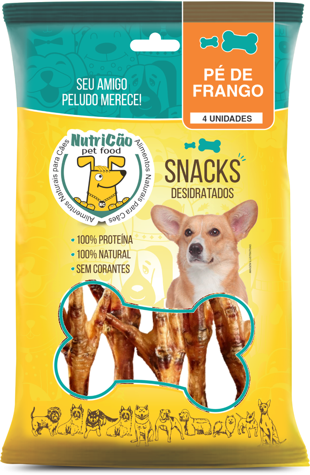 PÉ DE FRANGO DESIDRATADO 4 unidades 110 gramas