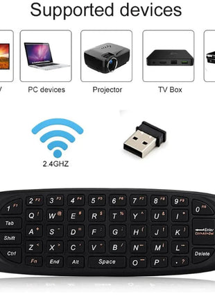 CONTROLE REMOTO AIR MOUSE COM LUZ LED TECLADO 2.4G LELONG LE-7679