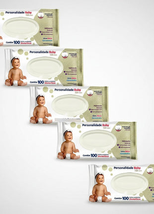 Kit 5 Pacotes C/100 Lenço Umedecido Personalidade Baby