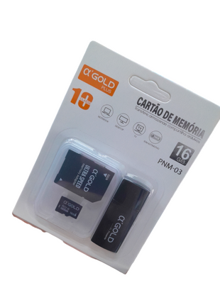 CARTÃO MEMORIA AGOLD 16GB + ADAPTADOR SD E USB PNM03