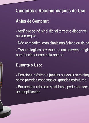 Antena Interna TV Digital Tomate MTA-3011 Cabo 3 Metros HDTV