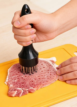 Kit Amaciador Batedor De Carne Bife Com Furador Aço Inox