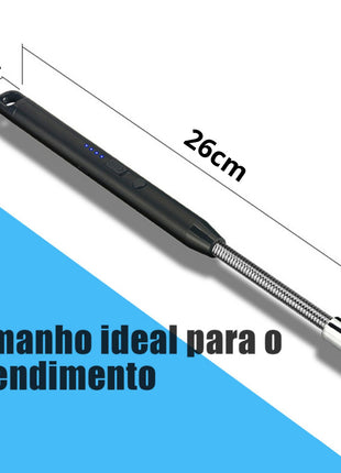 Isqueiro Elétrico USB Recarregável Sem Chama | Acendedor Elétrico para Fogão, Velas e Churrasqueira | Ponta Flexível 360