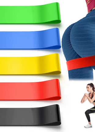 Kit 5 Banda Faixa Elástica de Resistência Band para Treino Yoga Pilates Treino Academia Musculação