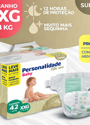 Fralda Personalidade Baby Total Care - Do P Ao Xxg - Econômica