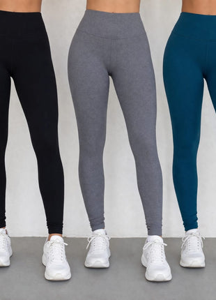 Kit 3 Calças Legging Feminina  Cintura Alta