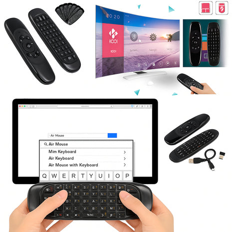 CONTROLE REMOTO AIR MOUSE COM LUZ LED TECLADO 2.4G LELONG LE-7679
