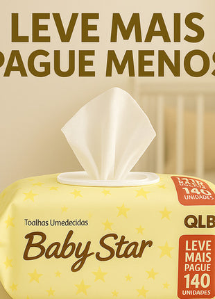 Kit 10 Toalha Lenço Umedecido Baby Star 1400 Und Com Tampa