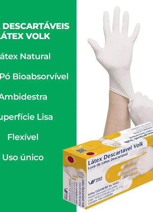 Luvas Descartáveis Volk Do Brasil Latex Descartável Tamanho M E G Cano Curto Com amido