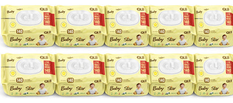 Kit 10 Toalha Lenço Umedecido Baby Star 1400 Und Com Tampa
