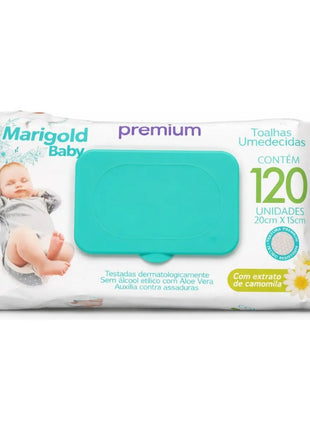 Kit 12 Pacotes 1440 Lencinho Umedecido Marigold Camomila 120und Atacado