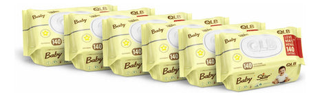 Kit 6 Toalha Lenço Umedecido Baby Star 840und Hipoalergênico