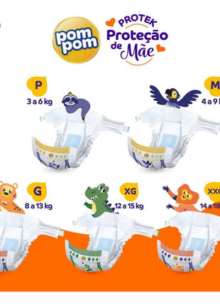 Fraldas Pom Pom Protek Proteção De Mãe P Ao Xxg Jumbo Barata