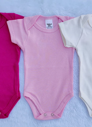 Kit Com 3 Body Manga Curta Para Menina