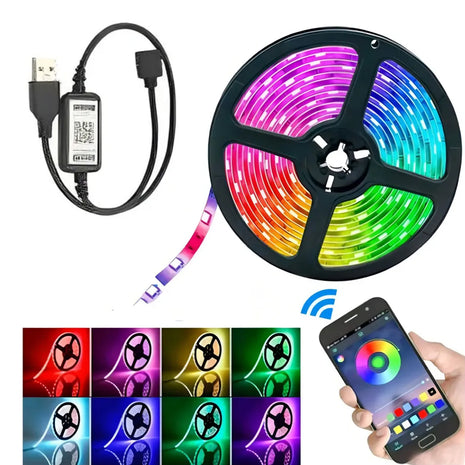 Fita LED RGB 5M Bluetooth com Ritmo Musical Kapbom KAP-5050P
