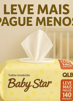 Kit 3 Toalha Lenço Umedecido Baby Star 420und Atacado