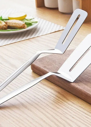 Espátula Pinça Dupla Inox 2 Em 1 Pegador E Espátula Cozinha Profissional Resistente Carne Pizza Lasanha Massas Pão