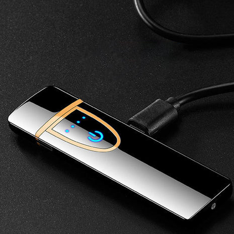 Isqueiro Elétrico Recarregável USB Touch Sem Chama à Prova de Vento - Preto