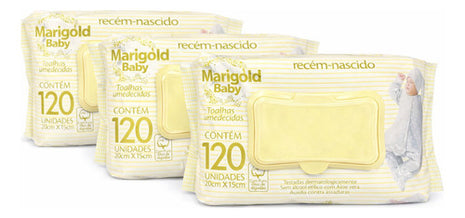 Kit 3 Lencinho Umedecido Bebê Marigold Sensitive Rn Atacado