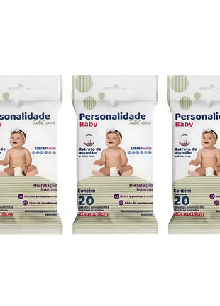 Kit 3 Toalhas Lencinho Umedecido Pocket Personalidade Baby 20 Unidades Cada Promoção