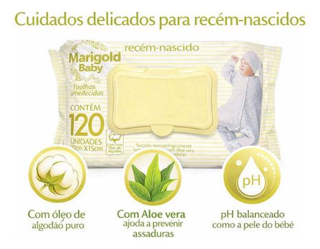 Lenço Umedecido Bebê Marigold Sensitive Rn Sem Álcool Barato