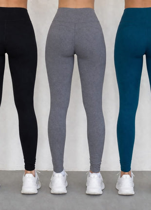 Kit 3 Calças Legging Feminina  Cintura Alta