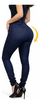 Calça Jeans Skinny Feminina Azul Modeladora Lycra Elastano