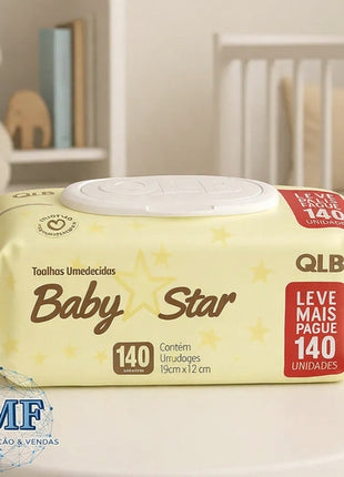 Kit 10 Toalha Lenço Umedecido Baby Star 1400 Und Com Tampa