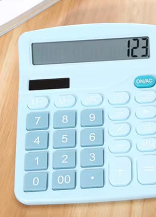 Calculadora De Mesa Visor Grande 12 Dígitos Solar Ou Pilha - Azul