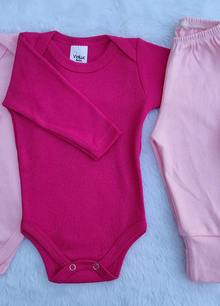 Kit Roupa De Bebê Menina 4 Pçs 2 Body Manga Longa e 2 Mijão Culote