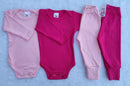 Kit Roupa De Bebê Menina 4 Pçs 2 Body Manga Longa e 2 Mijão Culote