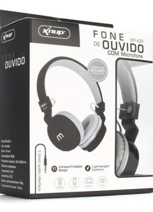 Fone de Ouvido com Fio Kapbom KP-428 Estéreo P2 3,5mm para Celular, Notebook e PC