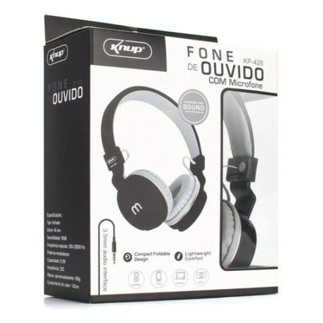 Fone de Ouvido com Fio Kapbom KP-428 Estéreo P2 3,5mm para Celular, Notebook e PC