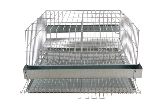 GAIOLA P/ CODORNA POSTURA C/ 2 BOXES, P/20 AVES, 63X47X25CM, C/ BANDEJA, COMEDOURO/BEBEDOURO, CH.GALV. CD02