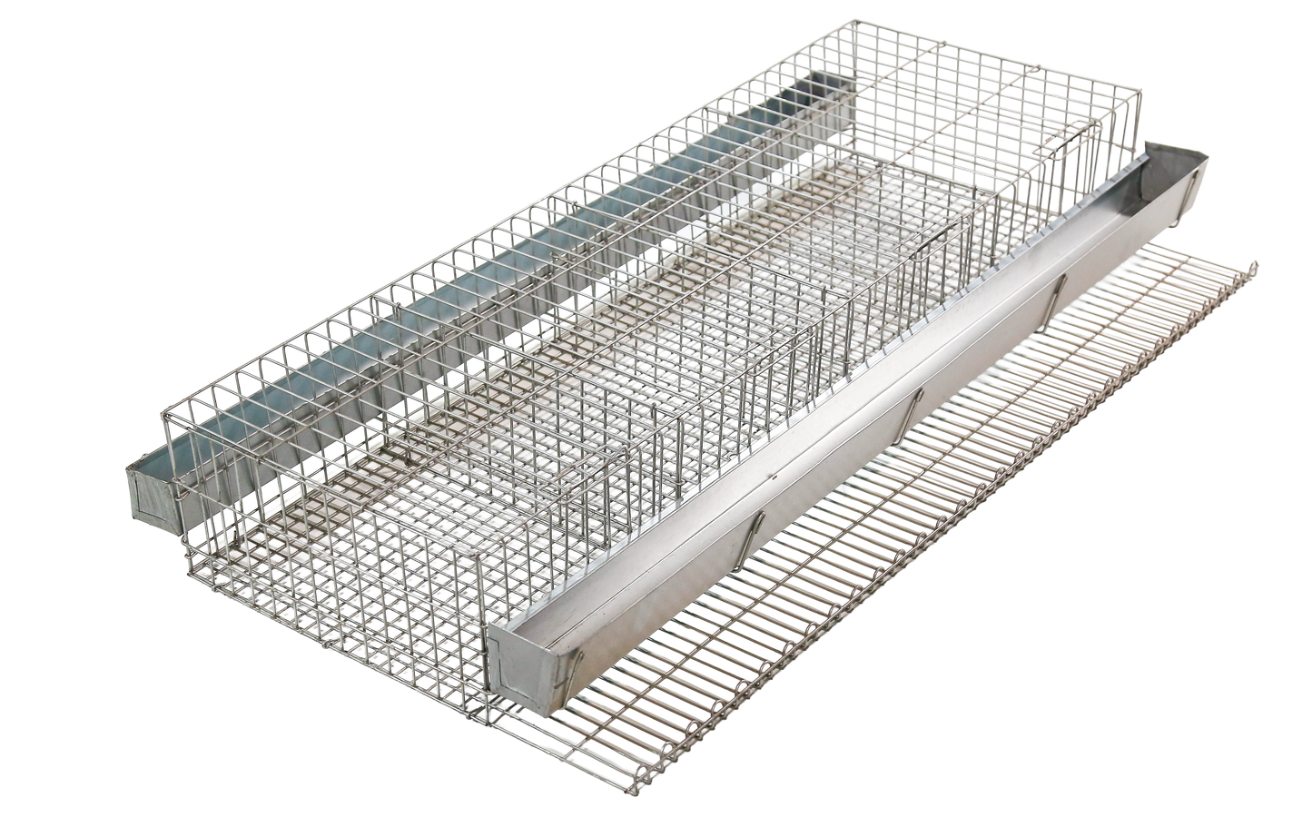 Gaiola p/ codornão de postura c/ 3 boxes, med 97x18x50cm, c/ com./beb. em chapa galv CD03A