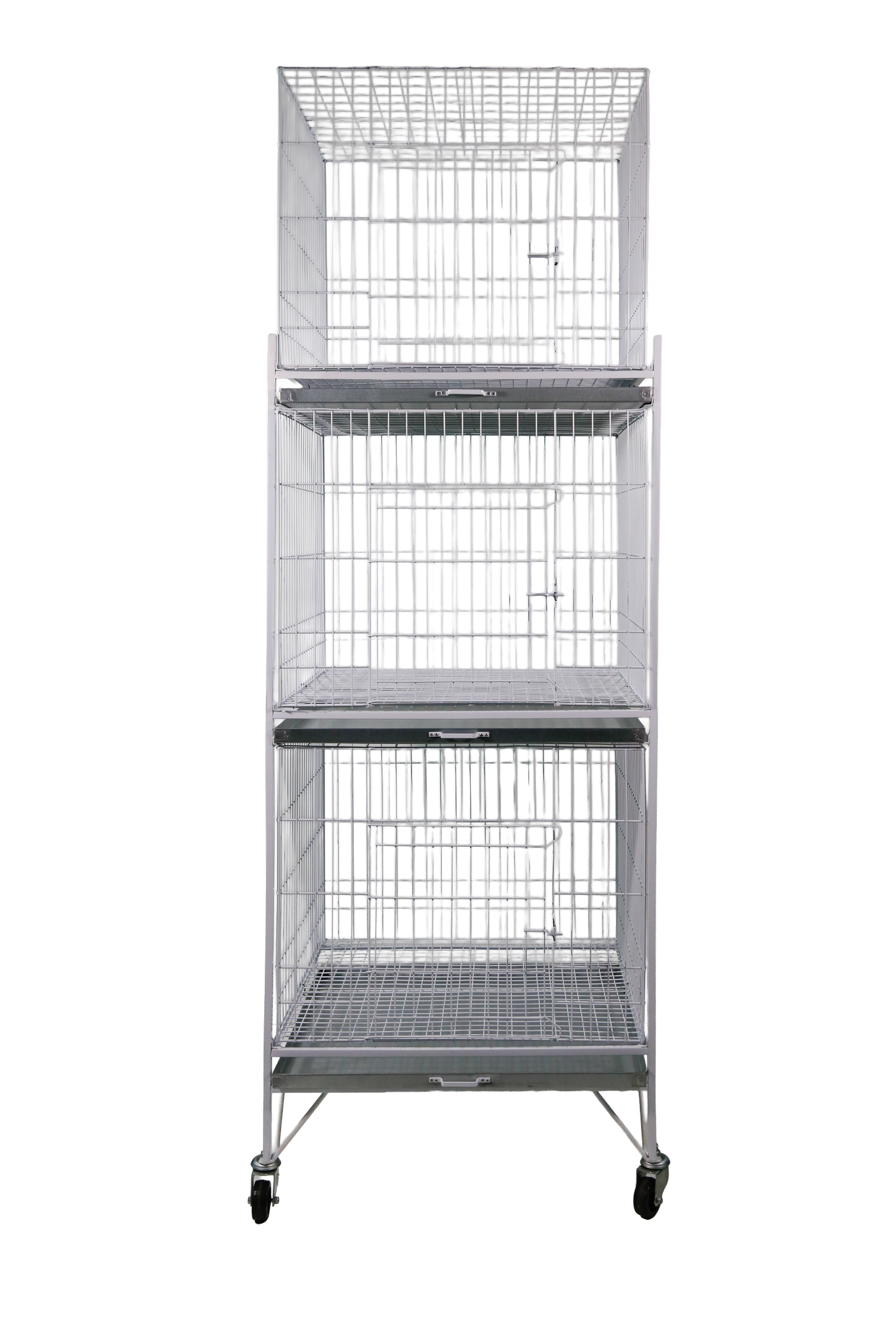 Expositor p/ até 3 gaiolas p/ galinha/frango/ganso MED 77x77x180cm G15