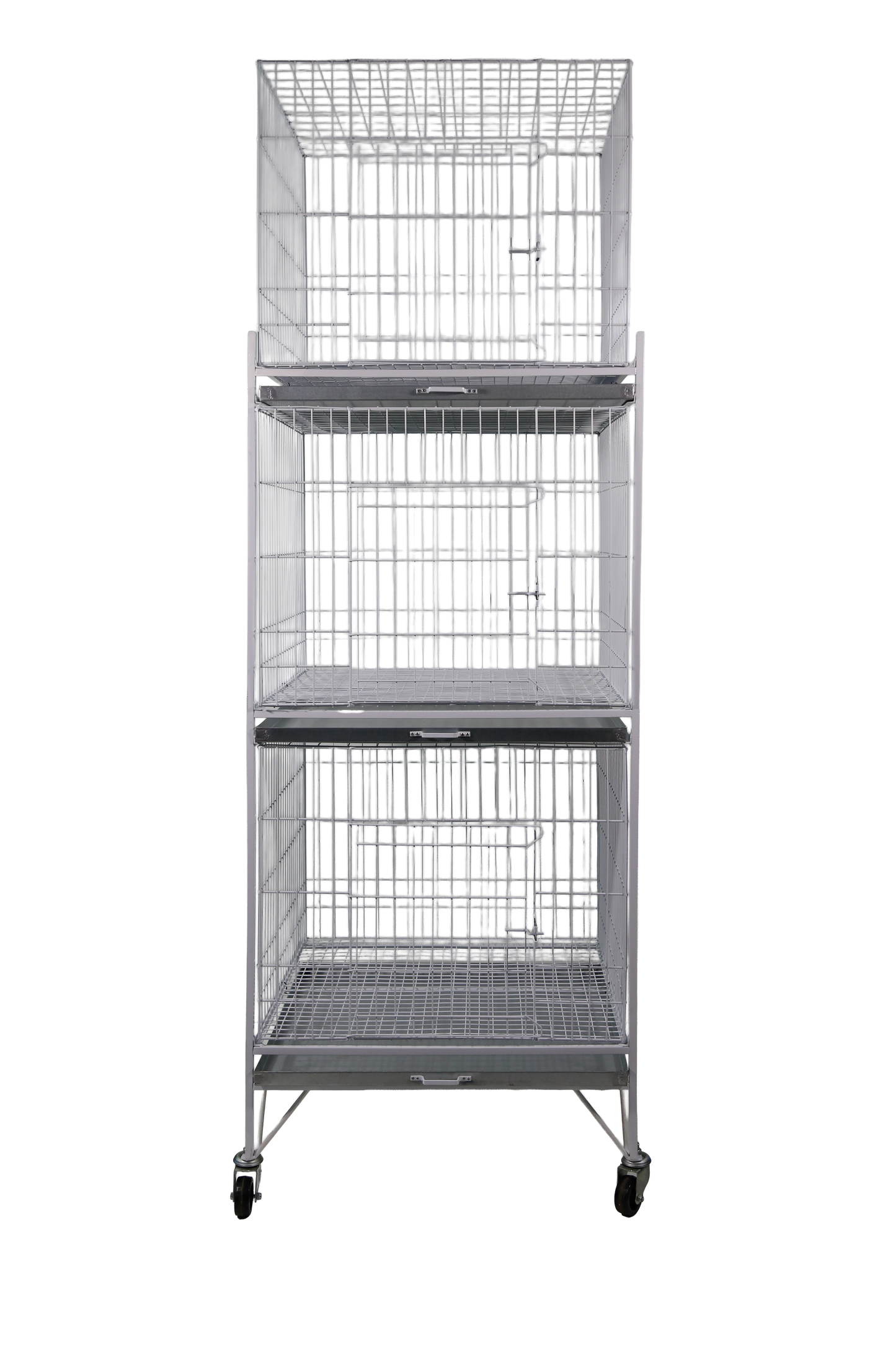 Expositor p/ até 3 gaiolas p/ galinha/frango/ganso MED 77x77x180cm G15