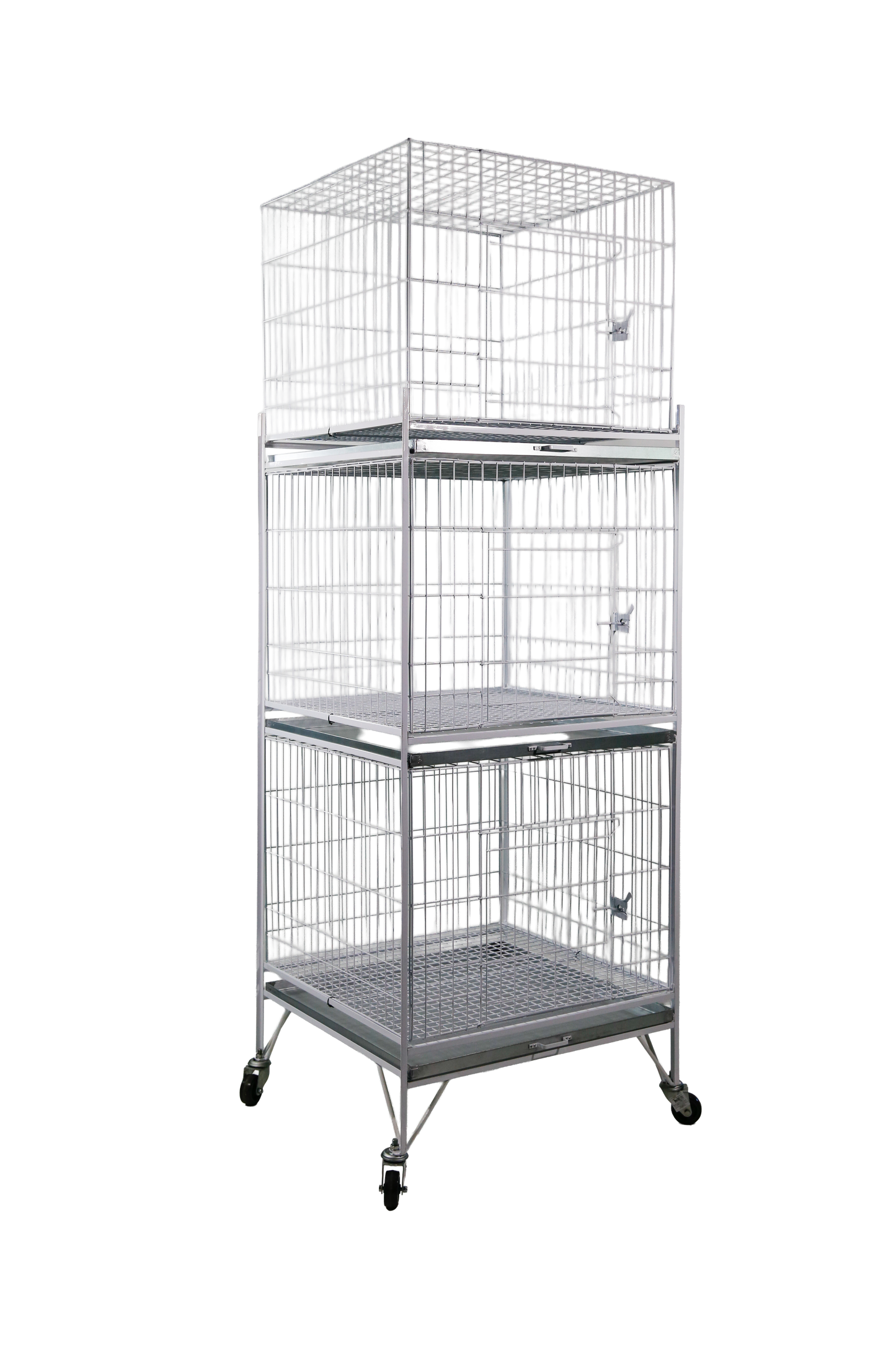 Expositor p/ até 3 gaiolas p/ galinha/frango/ganso MED 77x77x180cm G15