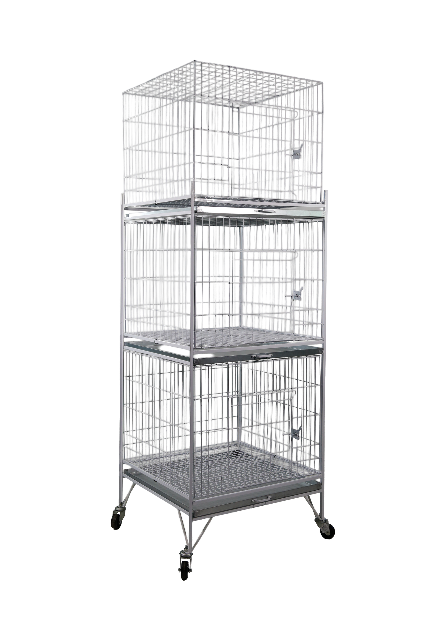 Expositor p/ até 3 gaiolas p/ galinha/frango/ganso MED 77x77x180cm G15