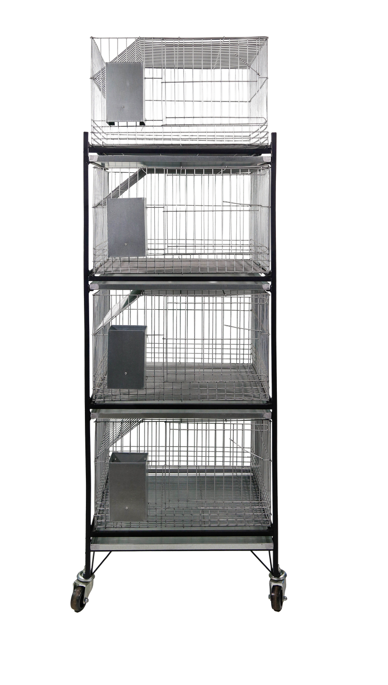 EXPOSITOR C/4 GAI.P/COELHOS(C02), C/ ESTRUTURA DE FERRO BANDEJAS E COMED. AUTOMATICO C06