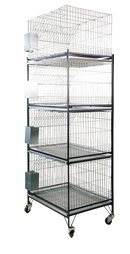 C05 - Expositor c/4 gai.p/coelhos(c01), c/ estrutura de ferro, bandejas, comed e rodizios