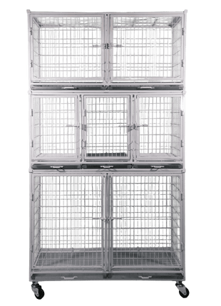 D70 - Expositor p/cães c/07 boxes,  c/pintura eletrostática branco e rodas