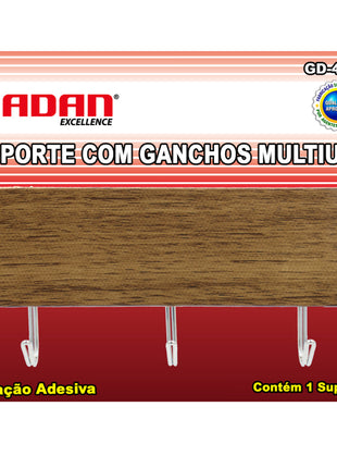 Suporte Com 3 Ganchos Multiuso Adesivo Sem Furo Porta Chaves Organizador Parede Resistente