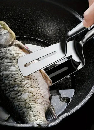 Espátula Pinça Dupla Inox 2 Em 1 Pegador E Espátula Cozinha Profissional Resistente Carne Pizza Lasanha Massas Pão
