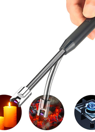 Isqueiro Elétrico USB Recarregável Sem Chama | Acendedor Elétrico para Fogão, Velas e Churrasqueira | Ponta Flexível 360