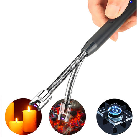 Isqueiro Elétrico USB Recarregável Sem Chama | Acendedor Elétrico para Fogão, Velas e Churrasqueira | Ponta Flexível 360