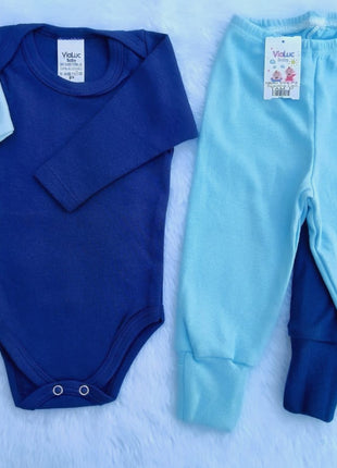 Kit Roupa De Bebê Menino 4 Pçs 2 Body Manga Longa e 2 Mijão Culote